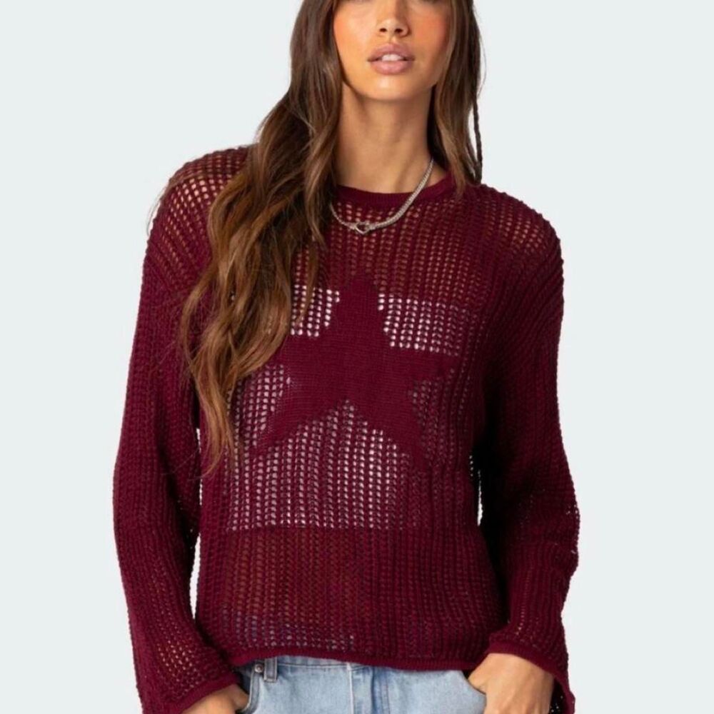 Edikted Women's Burgundy and Red Sweater